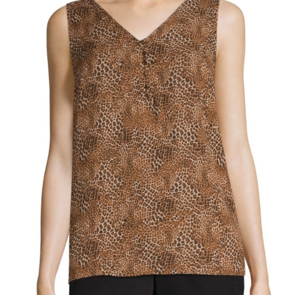 Worthington Alfie Medium animal print v neck tank top NWT blouse